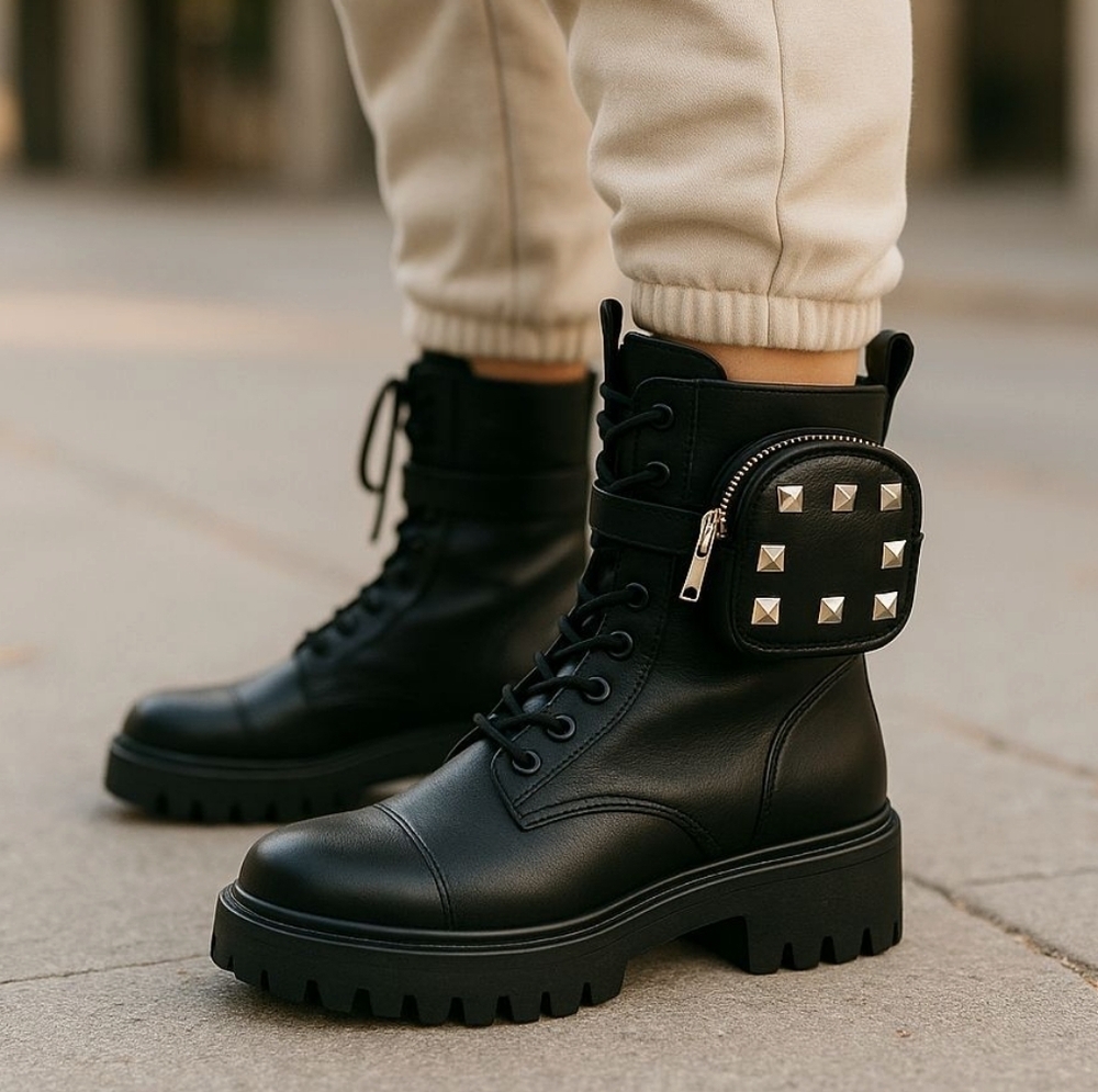 ROUGE Combat Grunge Emo Black Platform Boots. Brand new in the box. Size…